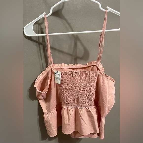 Express Women's NWT Fitted Tie Strap Peplum Cami. ‎ Pink.  Size Large. - Picture 2 of 5